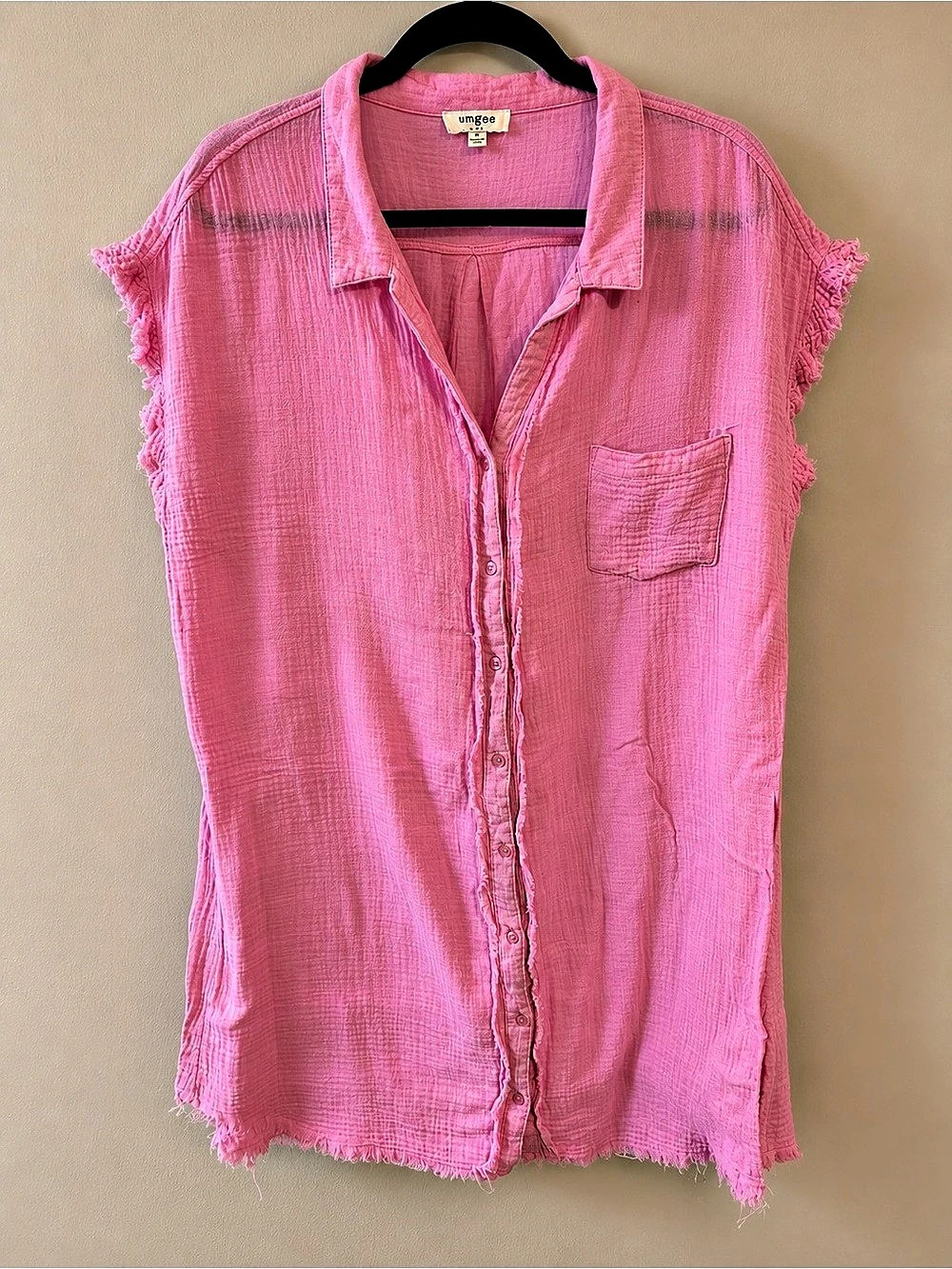 Umgee Women's Pink Gauze Button Down Size Large